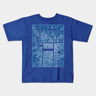 Goiania, Brazil City Map Typography - Blueprint Kids T-Shirt